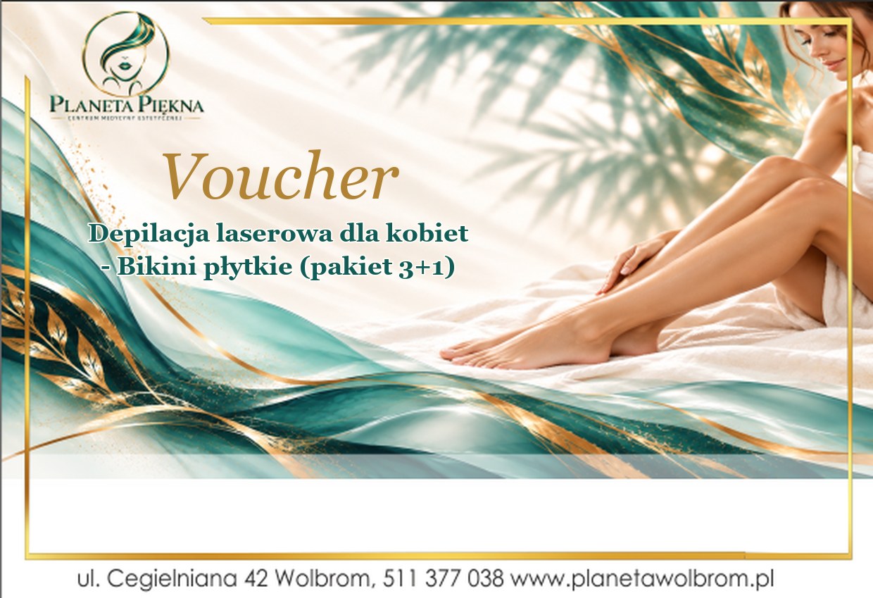Voucher - Depilacja laserowa dla kobiet - Bikini płytkie (pakiet 3+1)